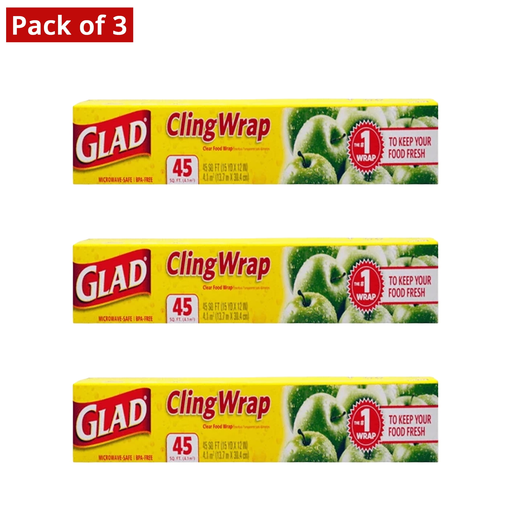 Glad Cling N Seal 200sq Clear food Wrap Microwave safe BPA-free Portioning  Preparing Steaming Protecting 