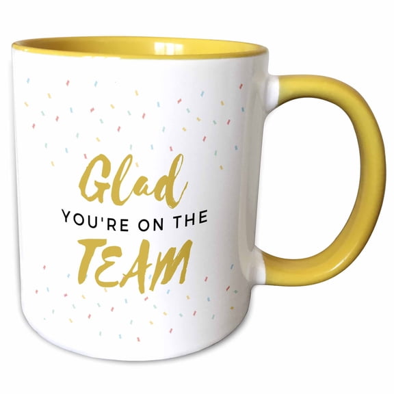3drose, Glad You Are on the Team Office Work Mate New Job Gift Employee Staff, 11oz Two-tone Yellow Mug