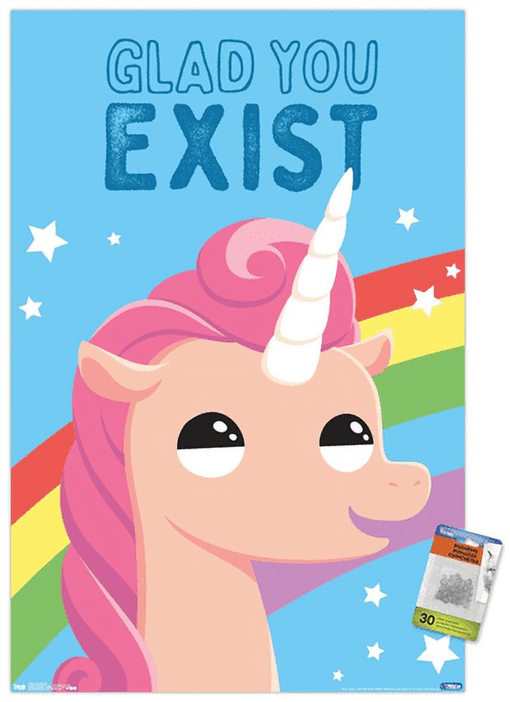 Glad You Exist Wall Poster with Push Pins, 22.375" x 34"