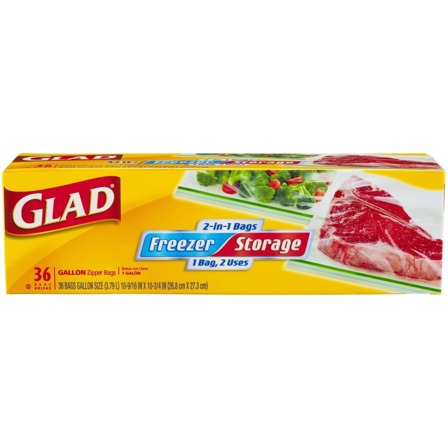 Glad Food Storage Zipper Bags (Gallon), 40-Count Box, Size: One Size