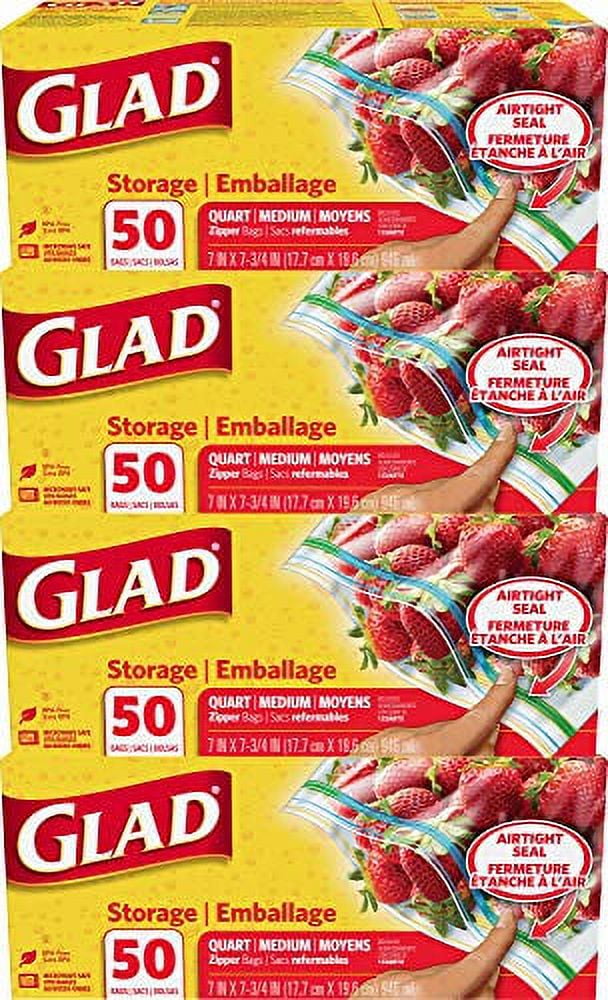 Glad Zipper Food Storage Plastic Bags - Gallon - 50 Count