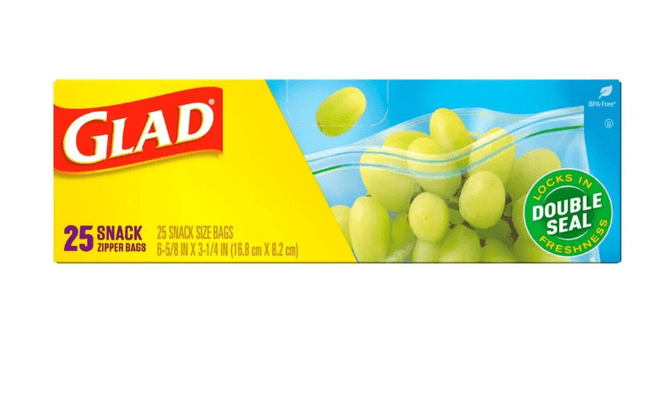 Glad Zipper Food Storage Plastic Bags, Snack Size – Durable, Leak-Proof, and Resealable Zipper Bags