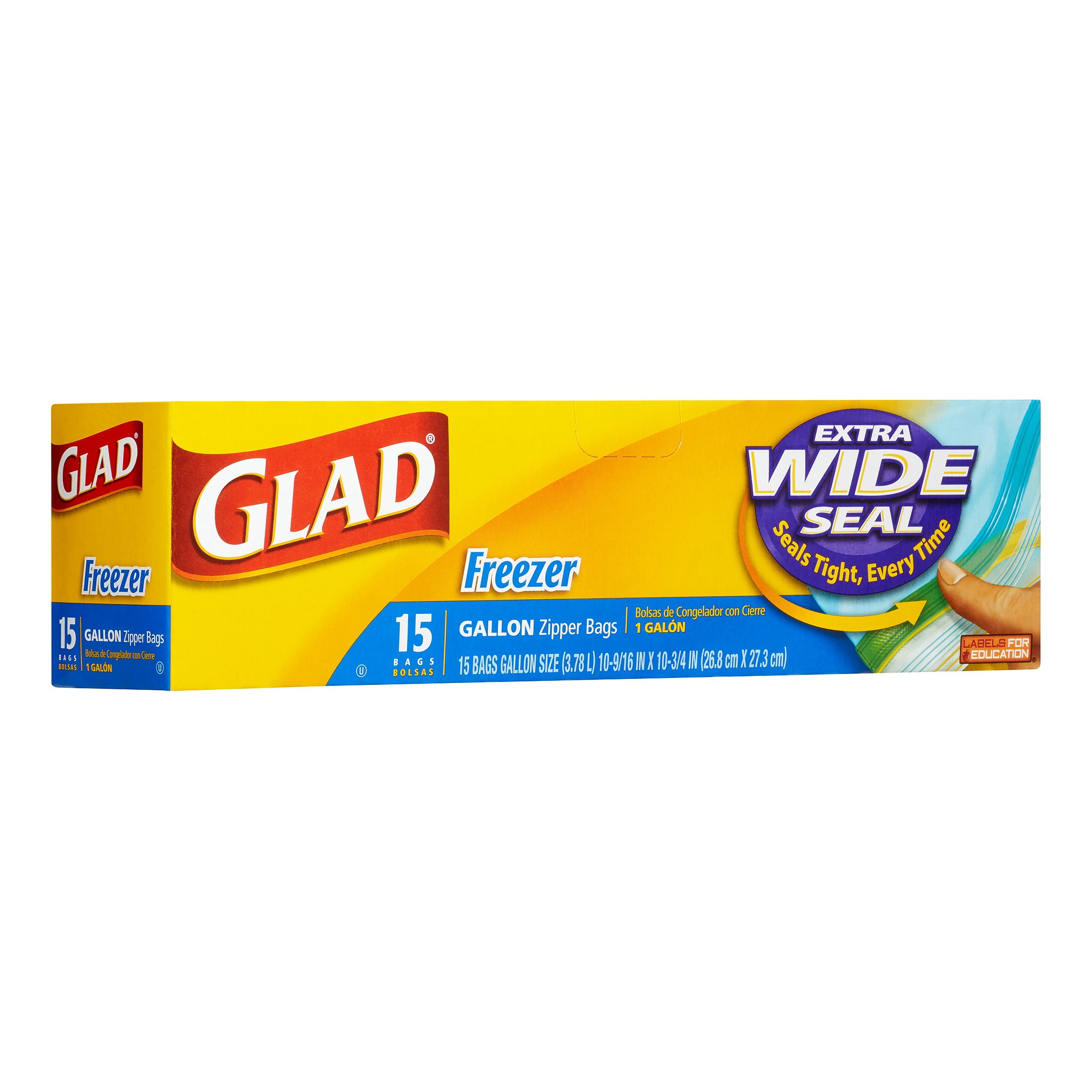 Glad Zipper Lock Storage Freezer Bags, Gallon Size, 15 Count - Walmart.com