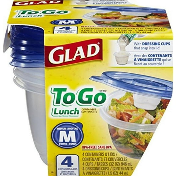 Glad To Go Lunch Food Storage Containers - 32 Oz - 4 Ct, Pack Of 6