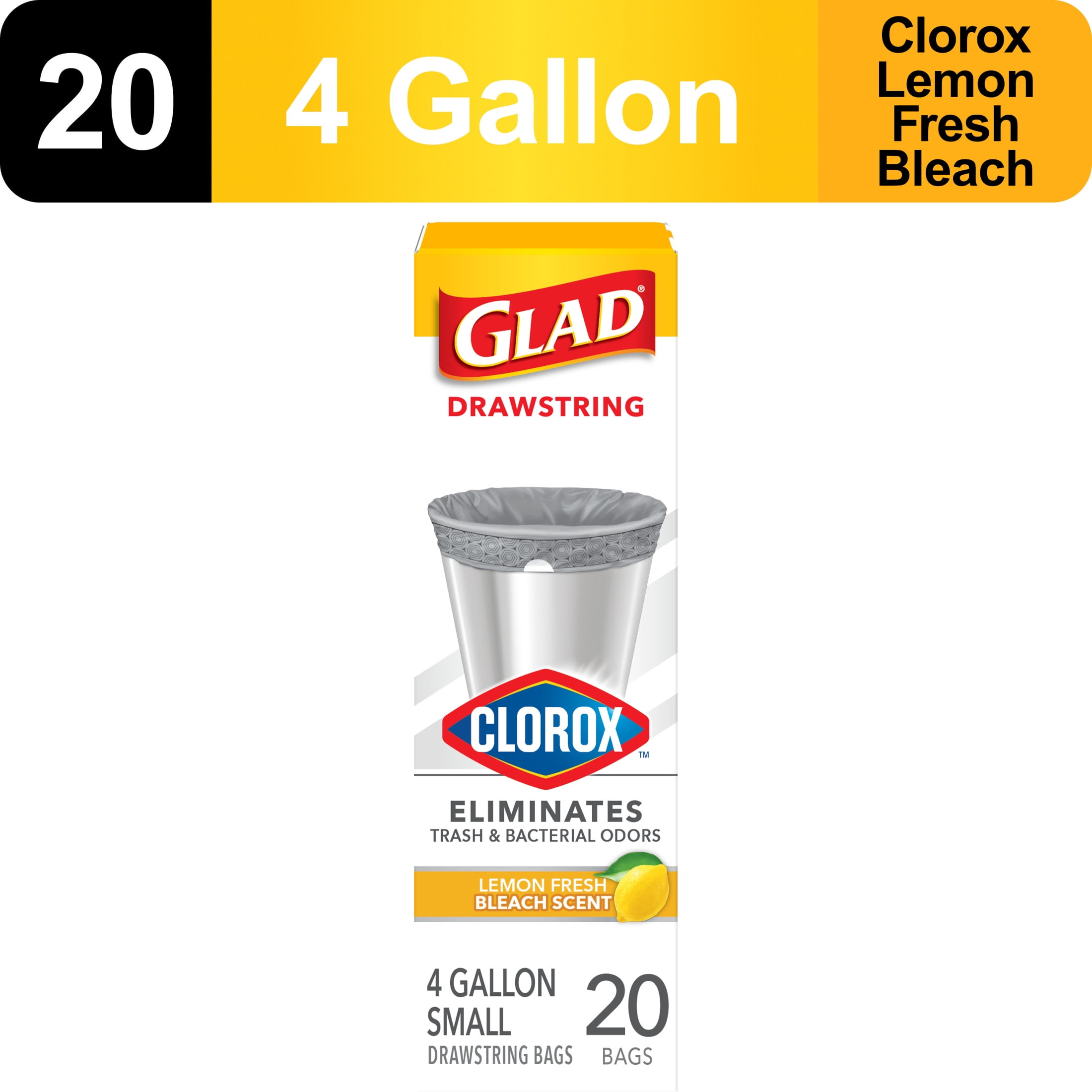 Glad with Clorox Small Trash Bags, Lemon Fresh Liberia Ubuy