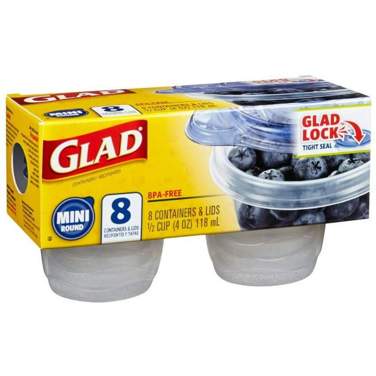 Gladware Mini Food Storage Containers | Small Round Food Containers, Mini Round Food Containers Hold Up to 4 Ounces of Food | 4 oz Containers with