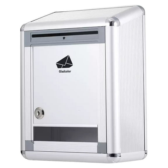 Gladcolor Metal letter boxes, Locking Post Box for House, Combination & Spare Key Unlock, Wall Mount, Silver