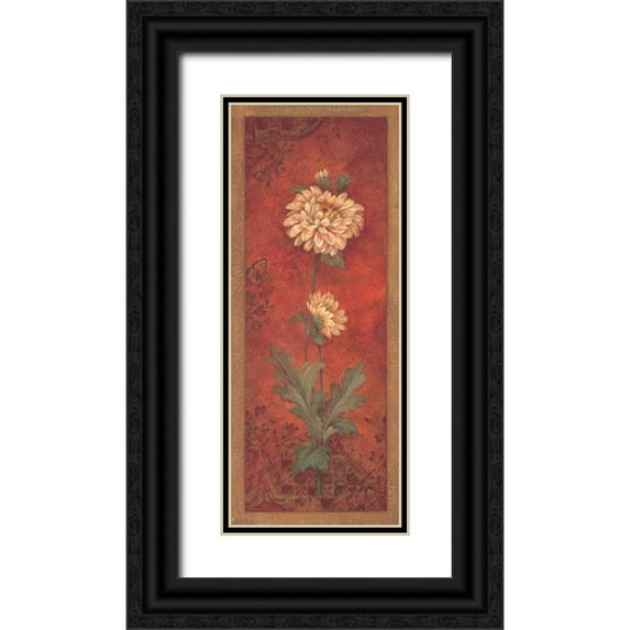 Gladding, Pamela 10x18 Black Ornate Wood Framed with Double Matting Museum Art Print Titled - Chrysanthemum