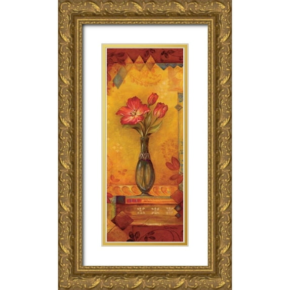 Gladding, Pamela 10x18 Gold Ornate Wood Framed with Double Matting Museum Art Print Titled - Bud Vase II