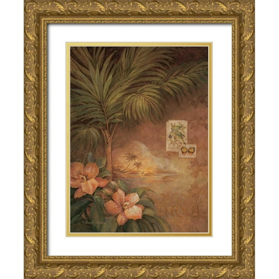 Gladding, Pamela 11x14 Gold Ornate Wood Framed with Double Matting Museum Art Print Titled - West Indies Sunset I