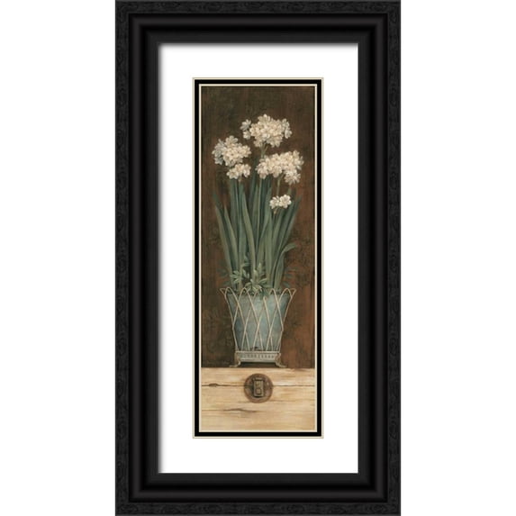 Gladding, Pamela 11x24 Black Ornate Wood Framed with Double Matting Museum Art Print Titled - Petit Jardin I