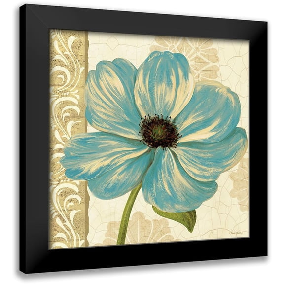 Gladding, Pamela 12x12 Black Modern Framed Museum Art Print Titled - Garden Fete Turquoise Square I