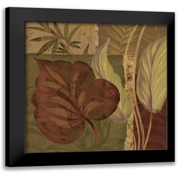 Gladding, Pamela 12x12 Black Modern Framed Museum Art Print Titled - Tropical Foliage II