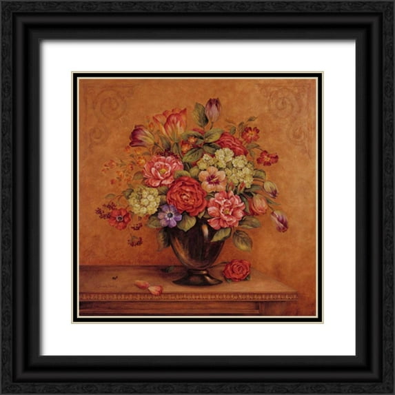 Gladding, Pamela 12x12 Black Ornate Wood Framed with Double Matting Museum Art Print Titled - Harmony with Reds II