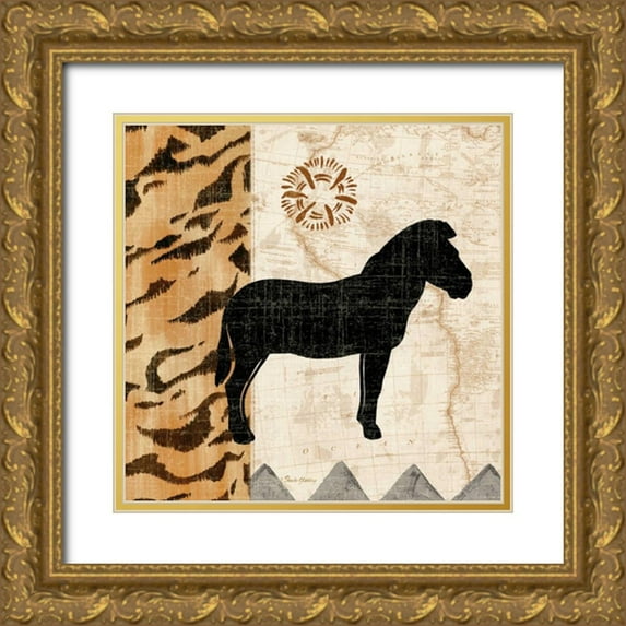 Gladding, Pamela 12x12 Gold Ornate Wood Framed with Double Matting Museum Art Print Titled - Safari Jungle III