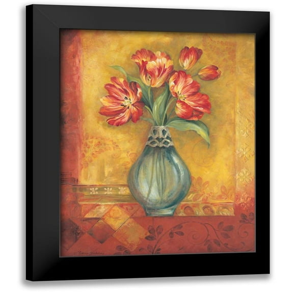 Gladding, Pamela 12x14 Black Modern Framed Museum Art Print Titled - Pandoras Tulips