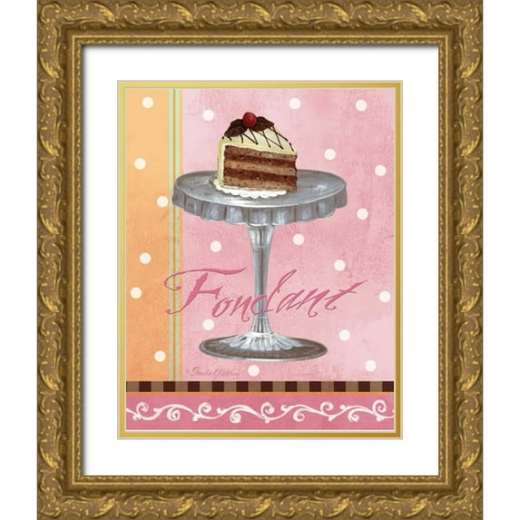 Gladding, Pamela 12x14 Gold Ornate Wood Framed with Double Matting Museum Art Print Titled - Pink Fondant
