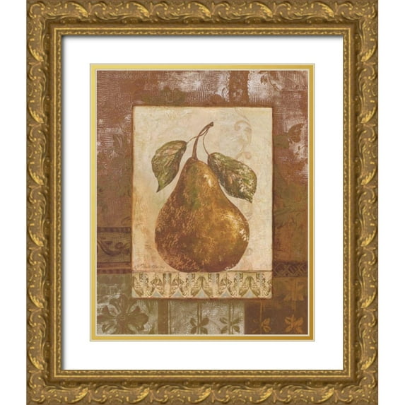 Gladding, Pamela 12x14 Gold Ornate Wood Framed with Double Matting Museum Art Print Titled - Rustic Pears II