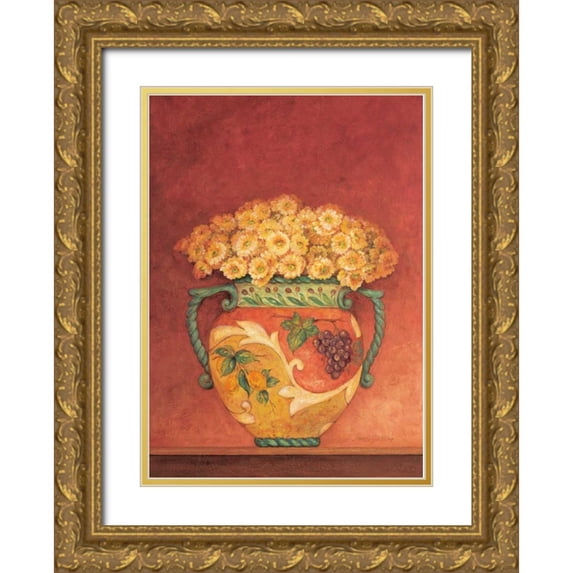 Gladding, Pamela 14x18 Gold Ornate Wood Framed with Double Matting Museum Art Print Titled - Tuscan Bouquet I
