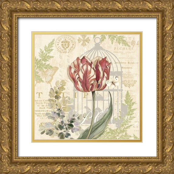 Gladding, Pamela 15x15 Gold Ornate Wood Framed with Double Matting Museum Art Print Titled - Floral Nature Trail II
