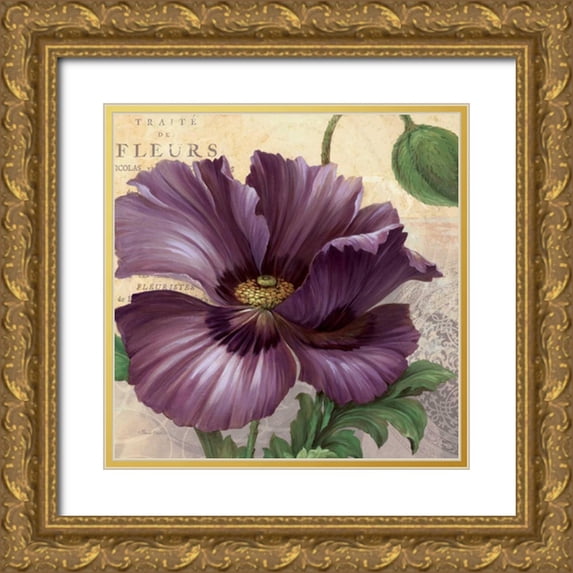 Gladding, Pamela 15x15 Gold Ornate Wood Framed with Double Matting Museum Art Print Titled - Purple Garden I