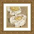 thumbnail image 1 of Gladding, Pamela 15x15 Gold Ornate Wood Framed with Double Matting Museum Art Print Titled - Up Close Cream Peony, 1 of 4