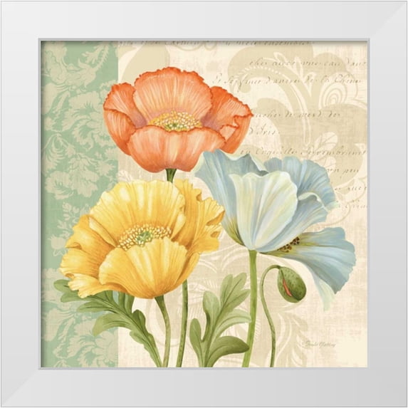 Gladding, Pamela 15x15 White Modern Wood Framed Museum Art Print Titled - Pastel Poppies Multi I