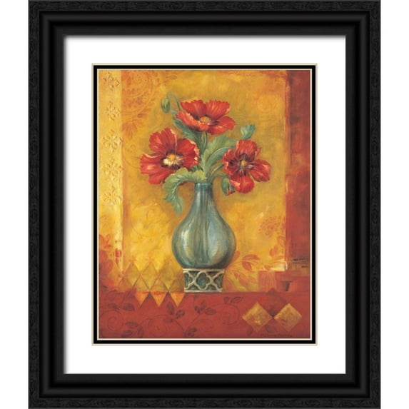Gladding, Pamela 15x18 Black Ornate Wood Framed with Double Matting Museum Art Print Titled - Pandoras Poppies