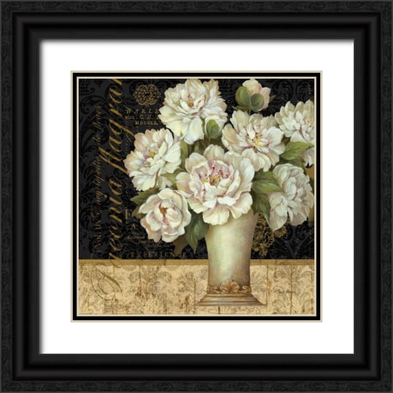 Gladding, Pamela 20x20 Black Ornate Wood Framed with Double Matting Museum Art Print Titled - Antique Floral Still Life II