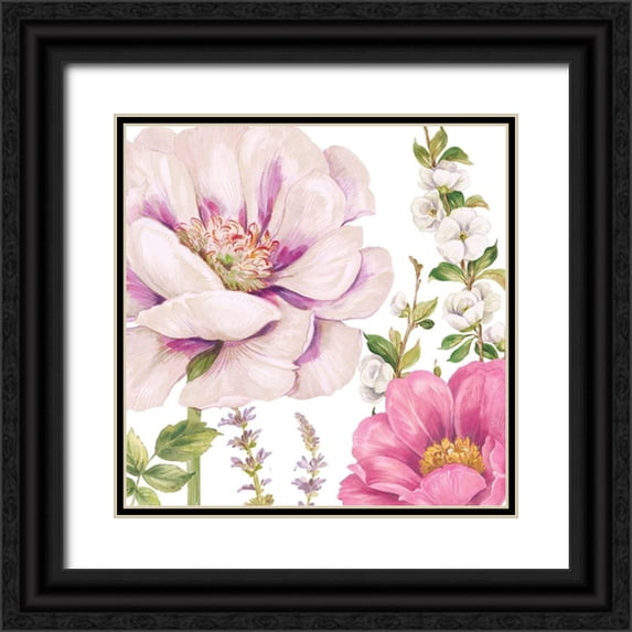Gladding, Pamela 20x20 Black Ornate Wood Framed with Double Matting Museum Art Print Titled - Garden Of Flowers I