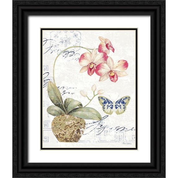 Gladding, Pamela 20x24 Black Ornate Wood Framed with Double Matting Museum Art Print Titled - Orchid I