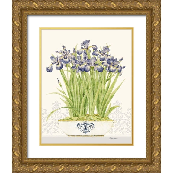 Gladding, Pamela 20x24 Gold Ornate Wood Framed with Double Matting Museum Art Print Titled - Imperial Irises