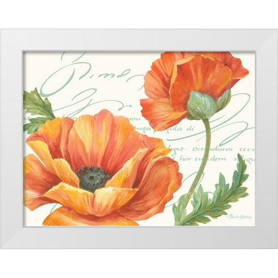 Gladding, Pamela 24x19 White Modern Wood Framed Museum Art Print Titled - Orange Poppies II