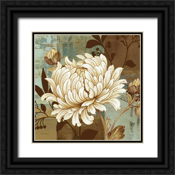 Gladding, Pamela 26x26 Black Ornate Wood Framed with Double Matting Museum Art Print Titled - Aria Blue II