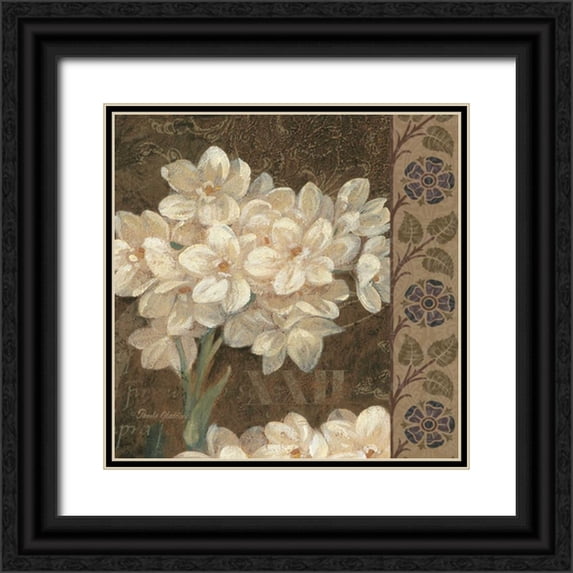 Gladding, Pamela 26x26 Black Ornate Wood Framed with Double Matting Museum Art Print Titled - Petit Jardin Square II