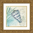 thumbnail image 1 of Gladding, Pamela 26x26 Gold Ornate Wood Framed with Double Matting Museum Art Print Titled - Oceana Indigo Shells I, 1 of 4