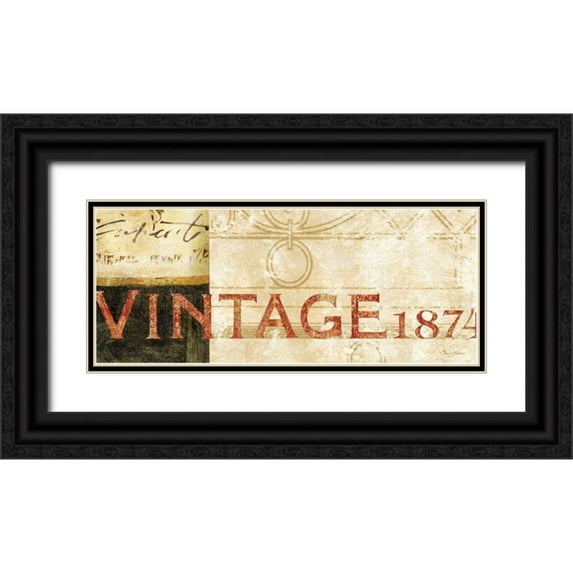 Gladding, Pamela 32x15 Black Ornate Wood Framed with Double Matting Museum Art Print Titled - Vin Sign I