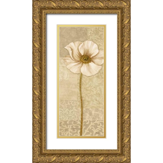 Gladding, Pamela 8x14 Gold Ornate Wood Framed with Double Matting Museum Art Print Titled - Soft Bloom Panel I