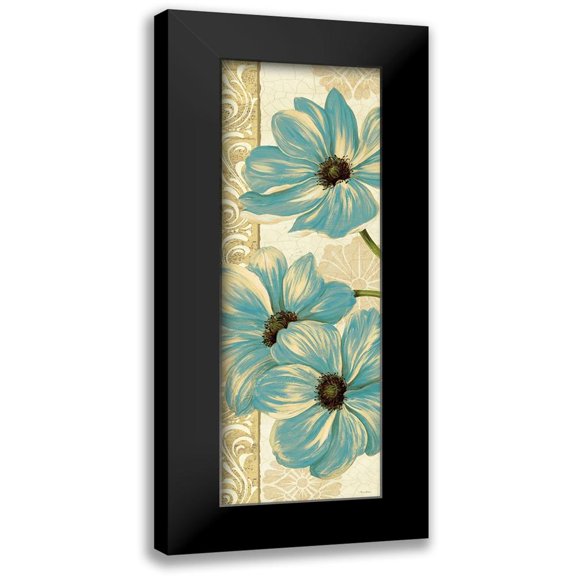 Gladding, Pamela 9x18 Black Modern Framed Museum Art Print Titled - Garden Fete Turquoise Panel I