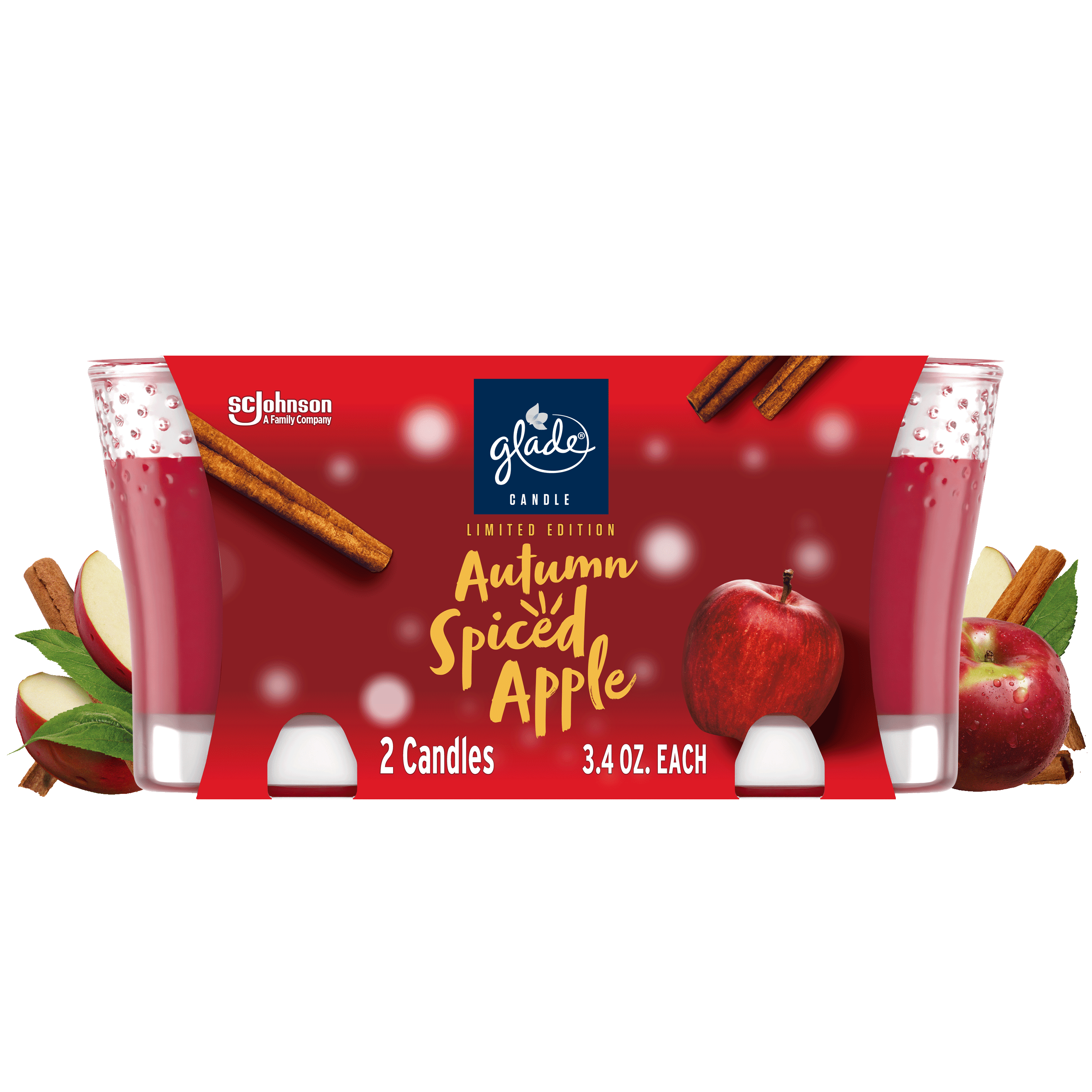 Glade 1 Wick Scented Candle, Autumn Spiced Apple, Fragrance Infused