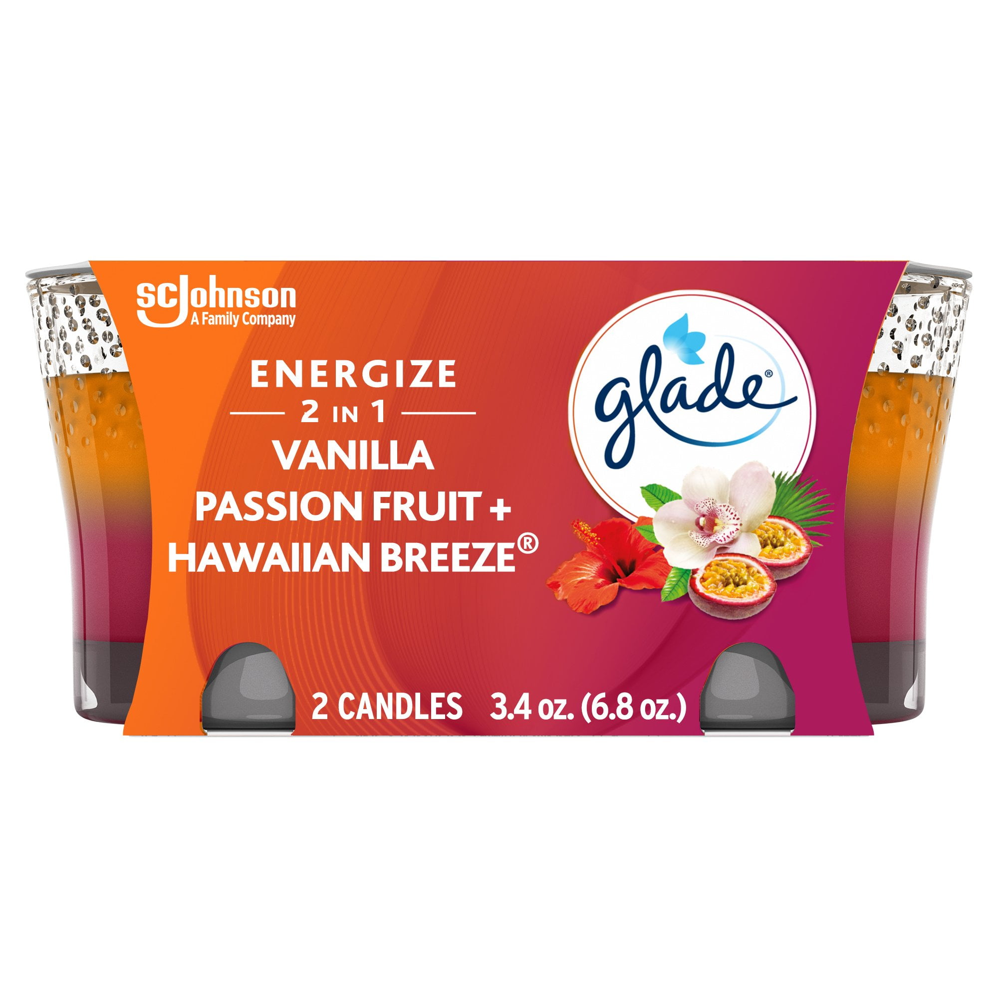 Glade 2 In 1 Vanilla Passion Fruit & HawaiianBreeze Candles - 2 Count