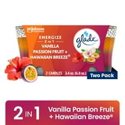 Glade 2 in 1 Candle, Hawaiian Breeze & Vanilla Passion Fruit, Fragrance Infused with Essential Oils, 2 Count