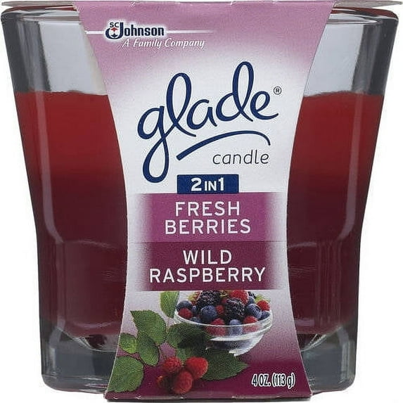 Glade 2-in-1 Fresh Berries & Wild Raspberry Scented Jar Candle, 4 Oz.
