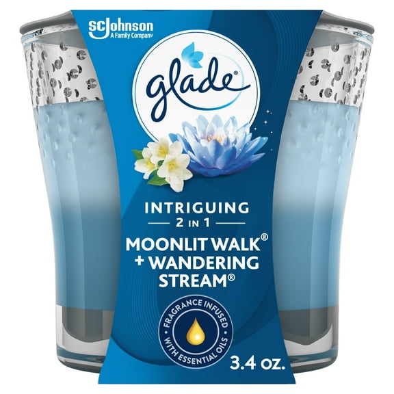 Glade 2in1 Jar Candle 1 ct, Moonlit Walk & Wandering Stream, 3.4 oz. Total, Air Freshener