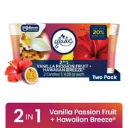 Glade 2in1 Single Wick Candles, Hawaiian Breeze + Vanilla Passionfruit, 8.16 oz