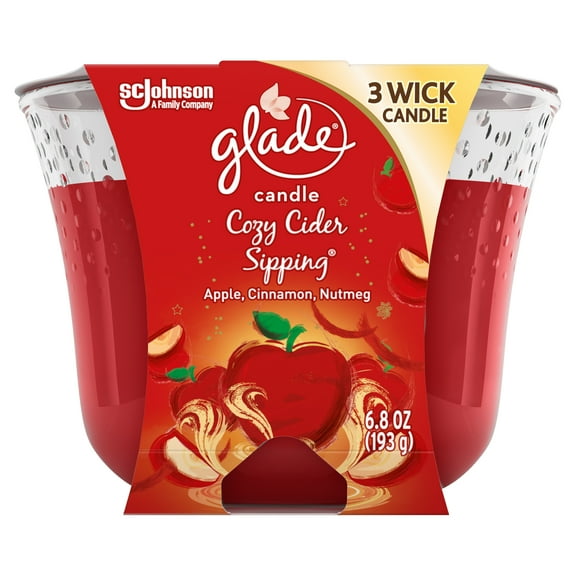 Glade 3-Wick Candle Air Freshener, Cozy Cider Sipping, 6.8 oz
