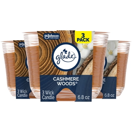 Glade 3-Wick Candle, Cashmere Woods, 6.8 oz, 3 Count