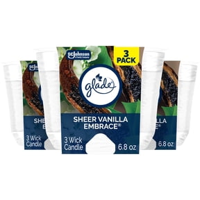 Glade 3-Wick Candle, Sheer Vanilla Embrace, 6.8 oz, 3 Count