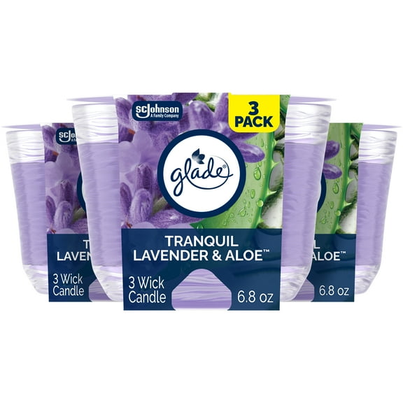 Glade 3-Wick Candles, Tranquil Lavender & Aloe, 6.8 oz, 3 Count