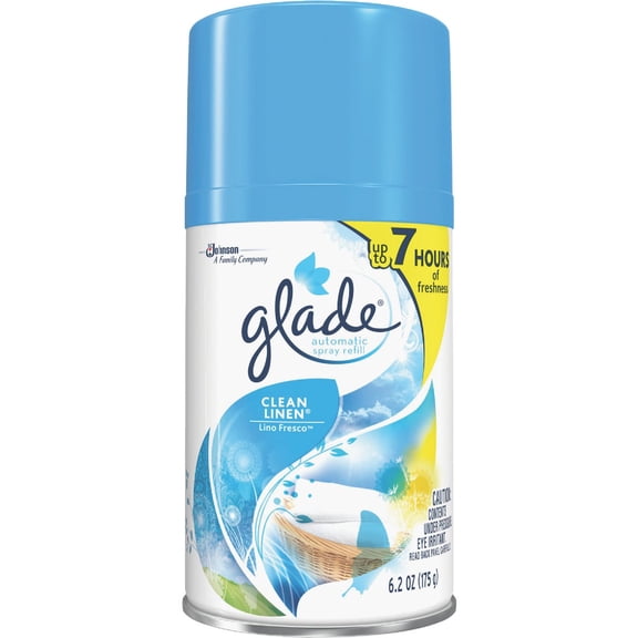 Glade 6.2 oz. Clean Linen Automatic Air Freshener Spray Refill 6-Pack Residential Use, Standard Application